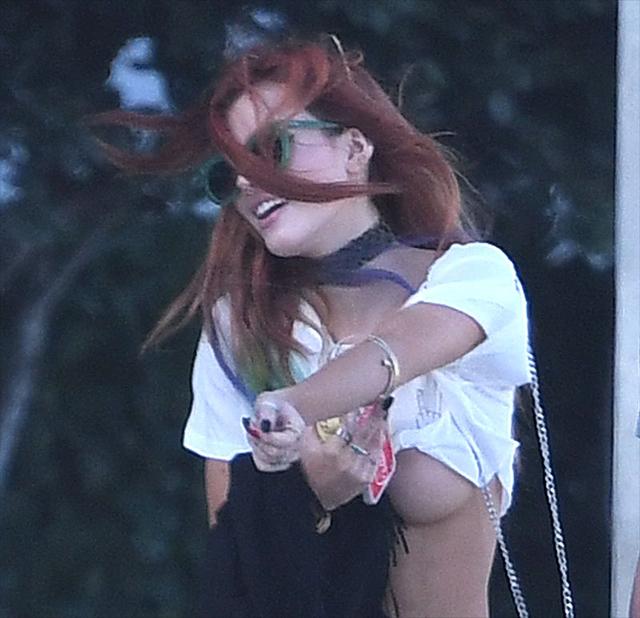 Bella Thorne Underboob and Areola Peek on the Beach free nude pictures