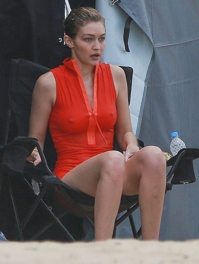 Gigi Hadid Cold, Wet Nipples on a Shoot free nude pictures