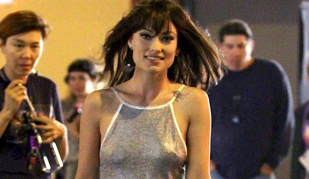 Olivia Wilde Braless in a Silver Dress on the Set of Vinyl! free nude pictures