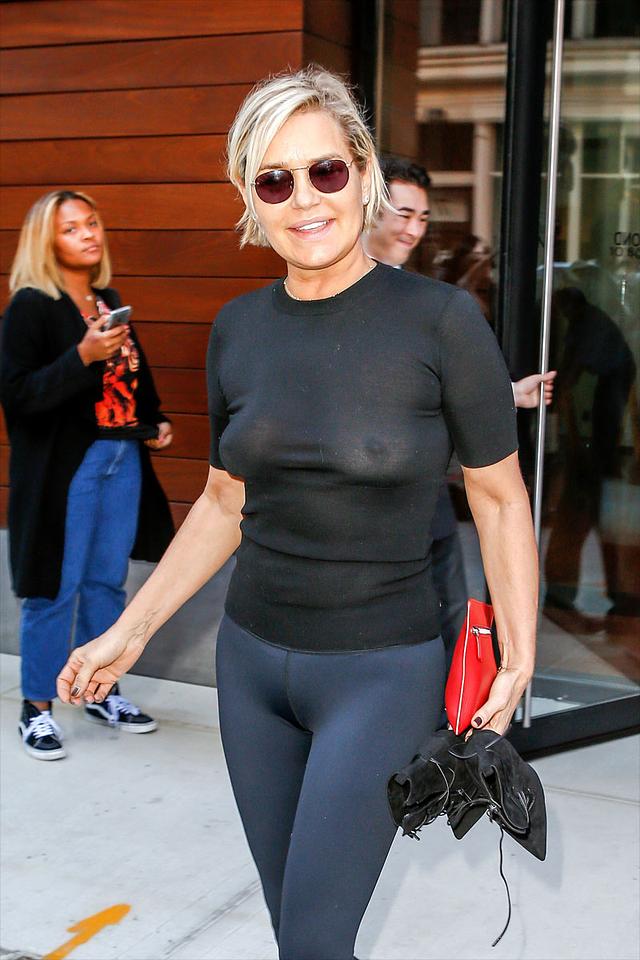 Yolanda Hadid Braless in See Through Black Top free nude pictures